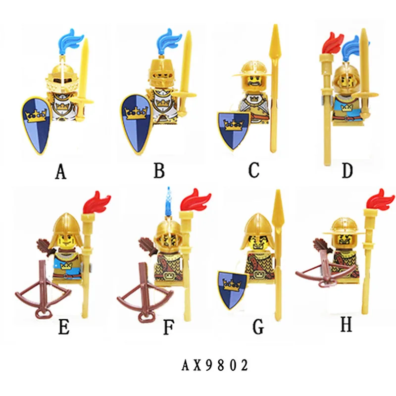 

MOC Medieval Castle King Dragon Knights Shield War Horse Action Figures Building Blocks Weapons Accessories Soldier Bricks Toys