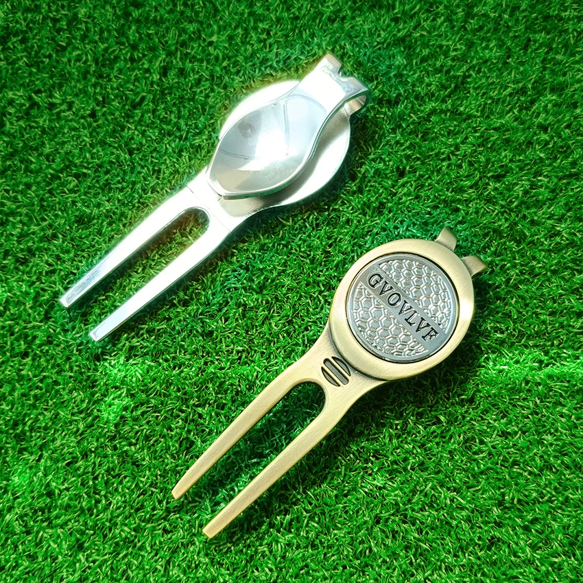 1pc Golf Divot Repair Tool with GvOvLvF Ball Marker, A Unique and Multi-Functional Golf Accessory, Silver And Copper Two Colors 5