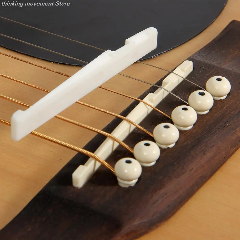 

NEW 1 Set Bone Bridge Pins Nail Nut Saddle Part For Acoustic Folk Guitar