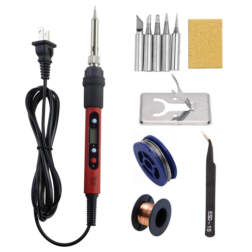 Electric Soldering Iron 80W Adjustable Temperature EU 220V / US 110V Welding Rework Station Heat Pen Tips DIY Repairing
