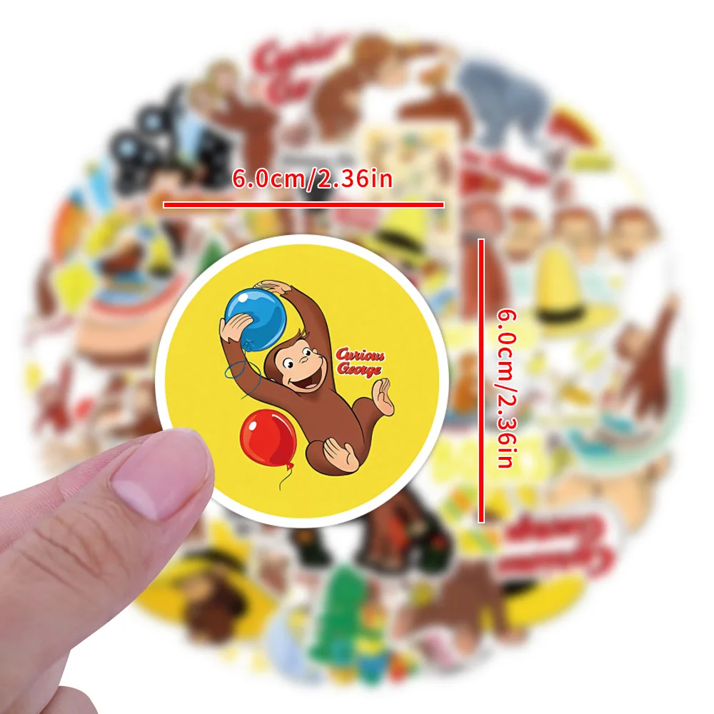 50PCS 호기심 많은 조지 스티커 낙서 스티커 DIY 일기 전화 케이스 수제 스크랩북 미적 스티커