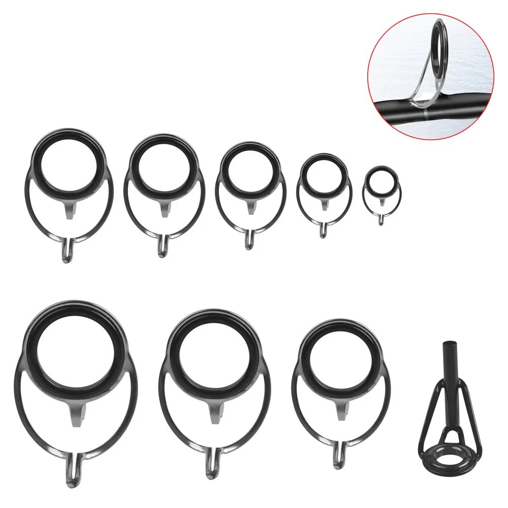 7pcs kit de réparation de pointe de guide de canne à pêche bricolage  anneaux
