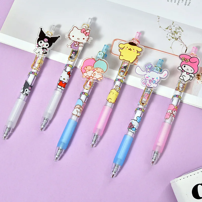 

36pcs Sanrio Acrylic Gel Pen Hello Kitty Melody Kuromi Cute Cartoon Girl Heart Patch By Writing Student Stationery Wholesale