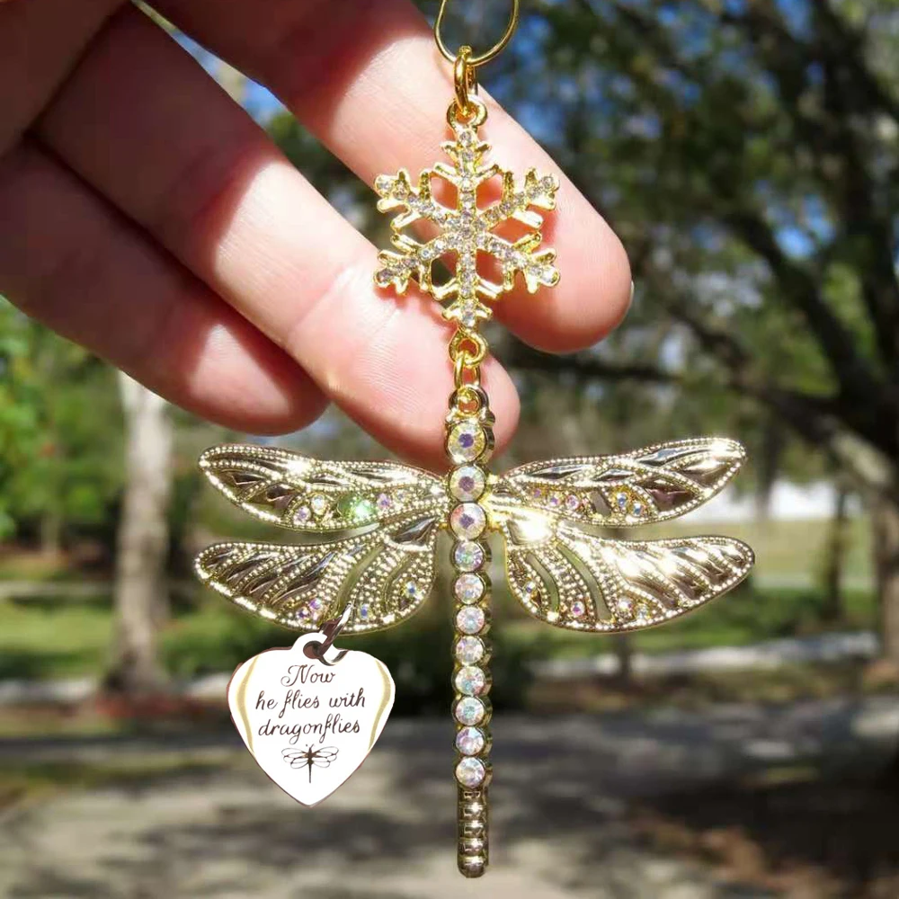 

Dragonfly Memorial Ornament, Loss of Loved One, Now He Flies with Dragonflies, Memorial Gift, Loss of Dad, Brother, Son, Friend