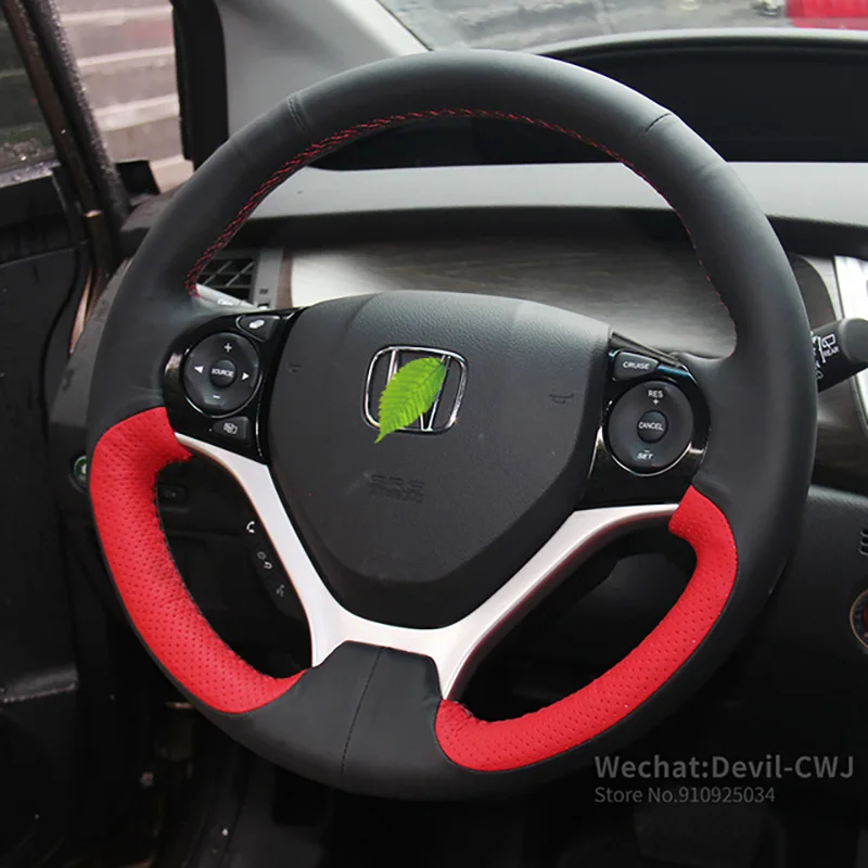 DIY Black Alcantara Leather Suede Carbon Fiber Car Steering Wheel Cover