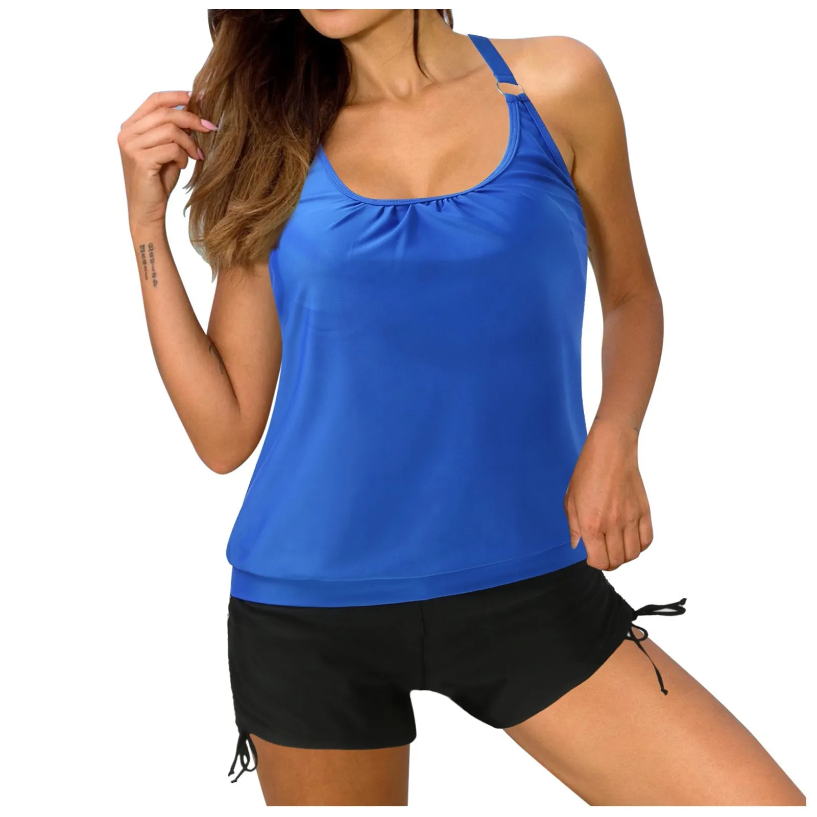 Women'S Printed Panel Split Flat Swimsuit Swimwear Bathing Suit Women