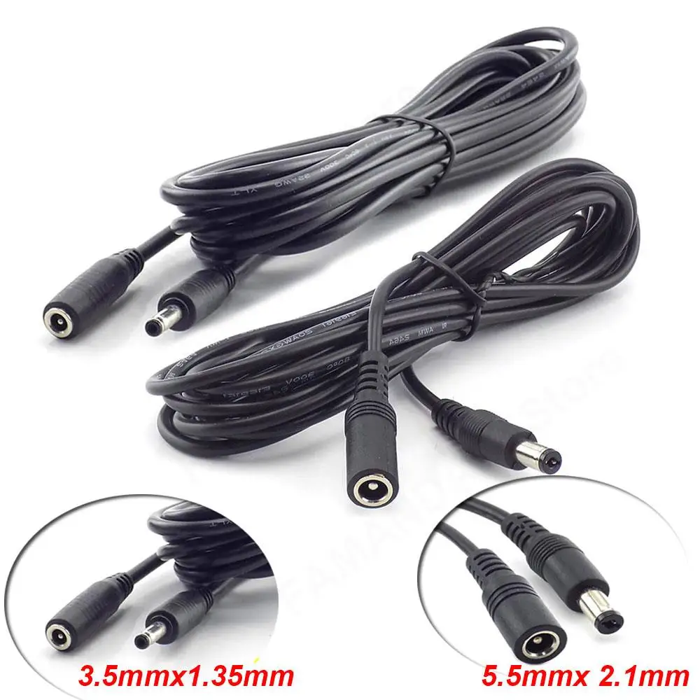 

5V 2A 5.5x2.1mm Plug Connector 12V 5A 3.5x1.35mm Jack DC Female to Male Extension Cord Cable Power Supply Adapter Wire Line M20