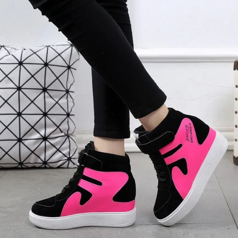 Sneakers Women Spring 2024 Casual Wedges Black Basket Femme High