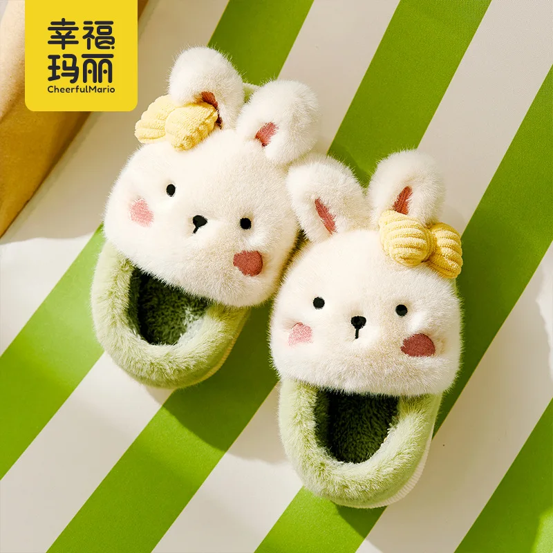 

Cheerful Mario 2022 new style baby footwear children Slippers kids shoes for girl stock soft warm non-slip indoor cartoon rabbit