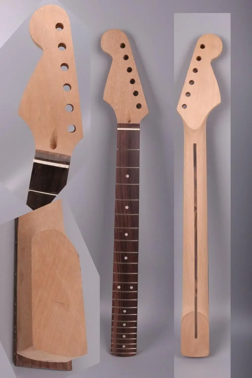 

Reversed Electric Guitar Neck 22 Fret 25.5 Inch Unfinished Guitar Parts Dot Inlay Bolt on Heel Back Strip Rosewood Fretboard