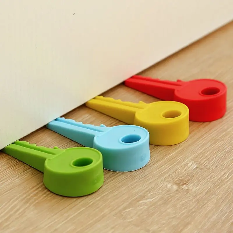 Silicone Door Stopper With Round Hole Key Shaped Security Guard Stopper Door Stop Wedge Slope Design For Seam 0.4-2cm