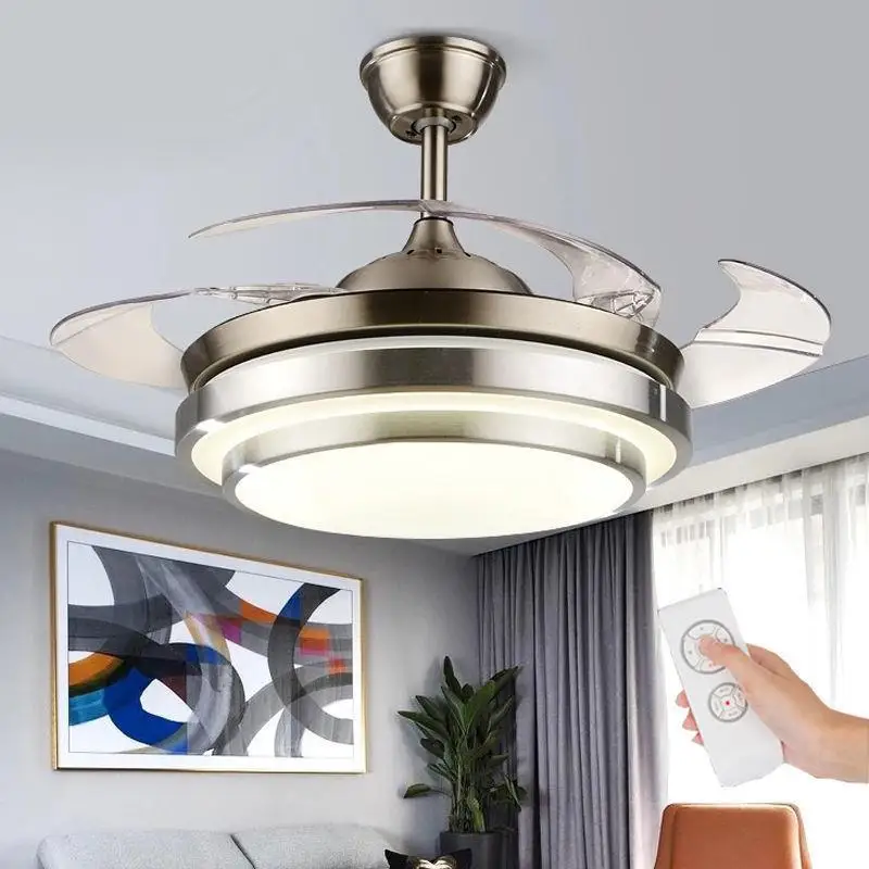 

Invisible fan lamp variable frequency ceiling fan lamp simple living room dining room with fan ceiling light remote control 110V