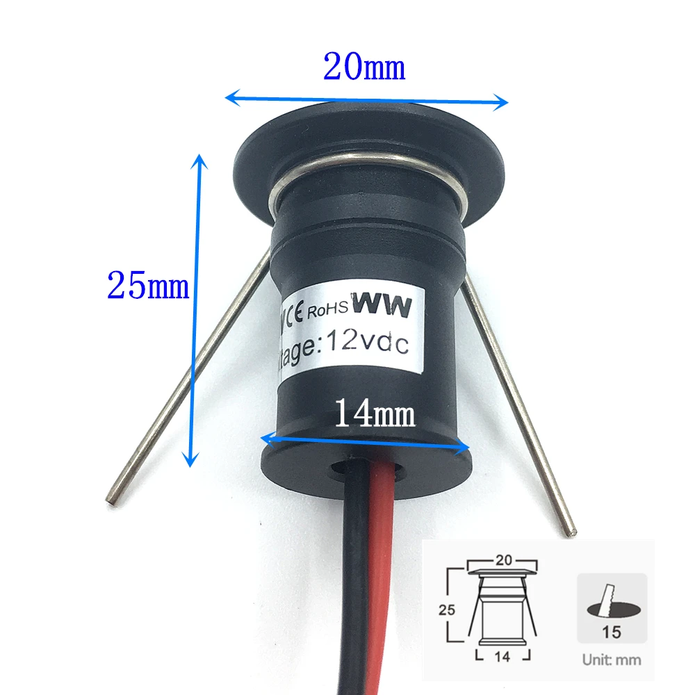 15mm recessed para baixo luz led cozinha