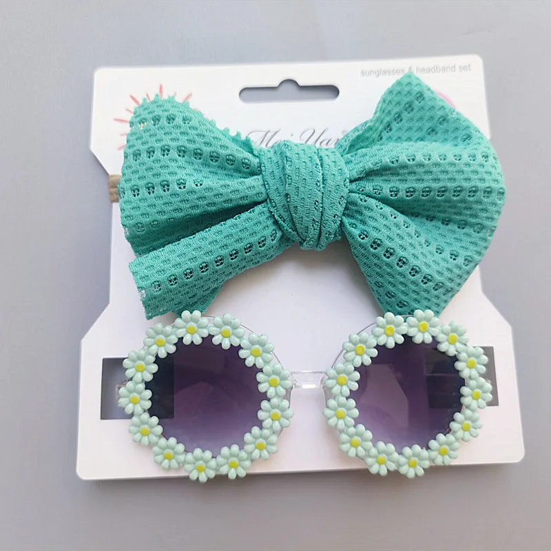 Childrens Daisy Sunglasses And Bow Headband Set For Summer_voghion.com