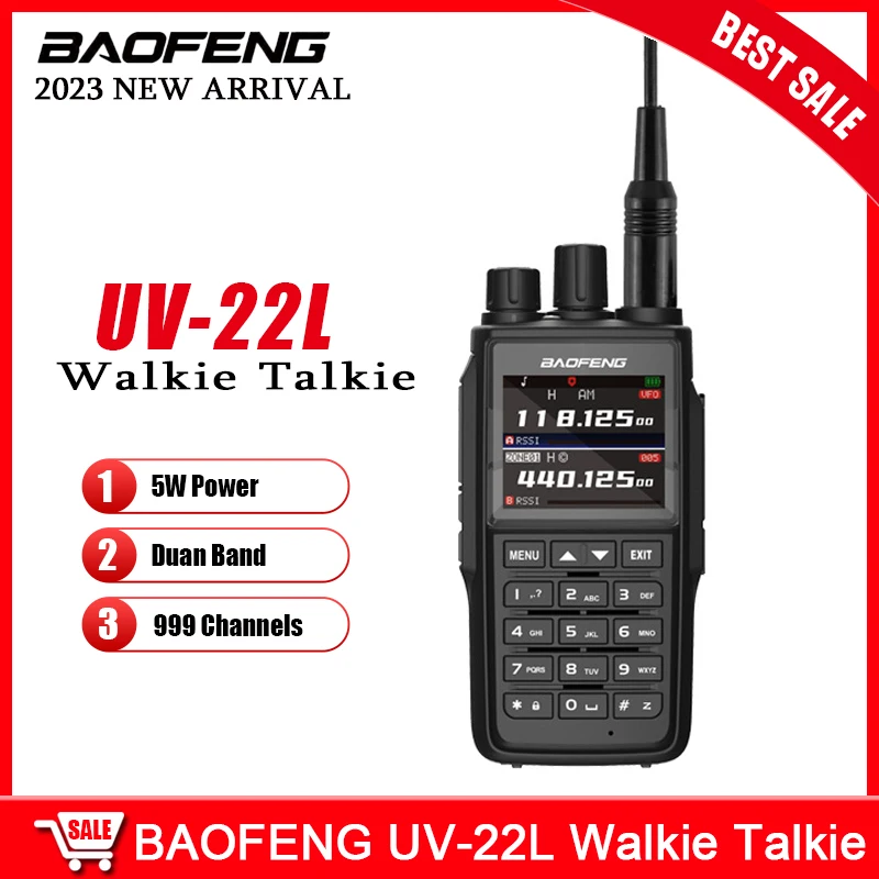 2023 BAOFENG UV-22L Walkie Talkie Dual Band 5W Power 1800mAh