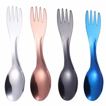 Outdoor Backpack Flatware Stainless Tableware Hike Cookware Utensil Cutlery Picnic Spork Fork Spoon Travel Camp Long Portable