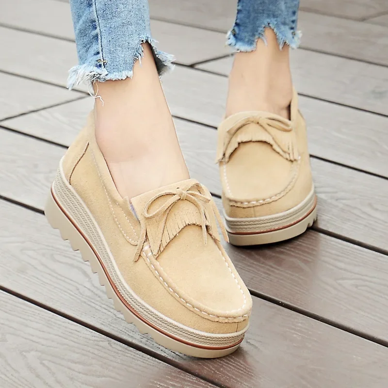 

Platform Height Increasing Women's Travel Loafers Mother Shoes Cloth Shoes Casual plus Size Platform Shoes Moccasins