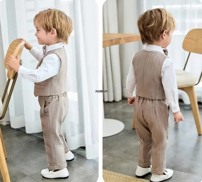 Boys Suit Set Baby Kids Beaufitul Photograph Suit Flower Boys Luxurious Birthday Dress Children Formal Wedding Performance Dance Tuxedo Wear