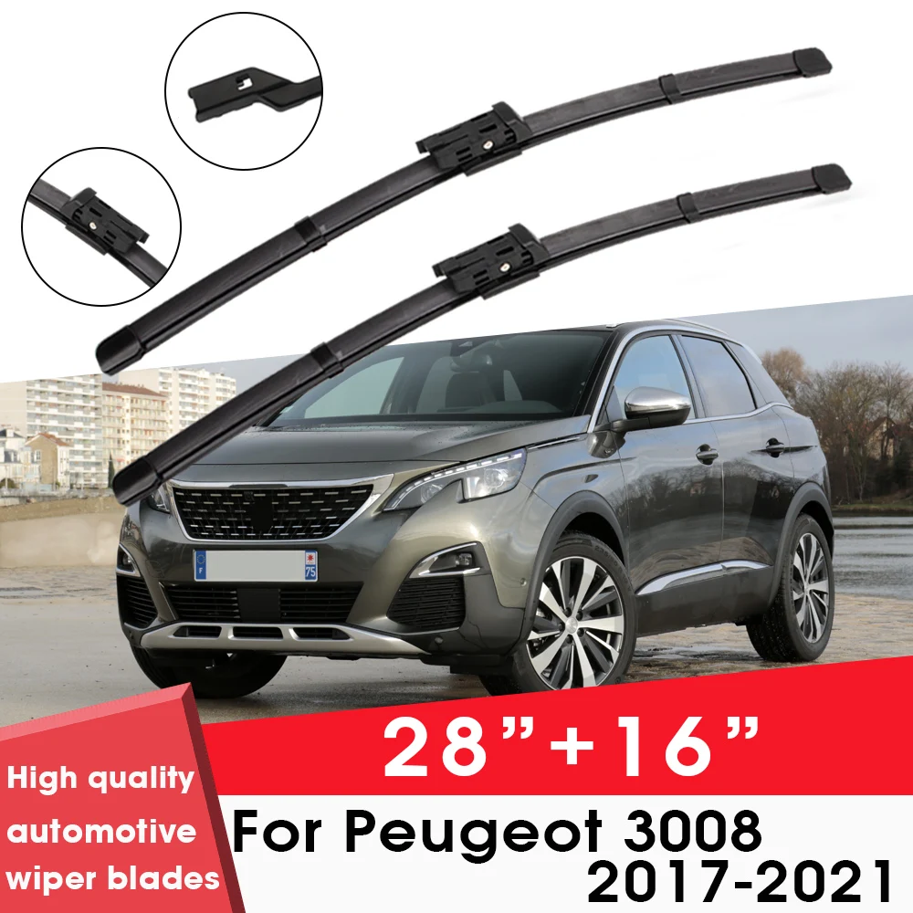 

Car Wiper Blade Blades For Peugeot 3008 2017-2021 28"+16" Windshield Windscreen Clean Naturl Rubber Cars Wipers Accessories