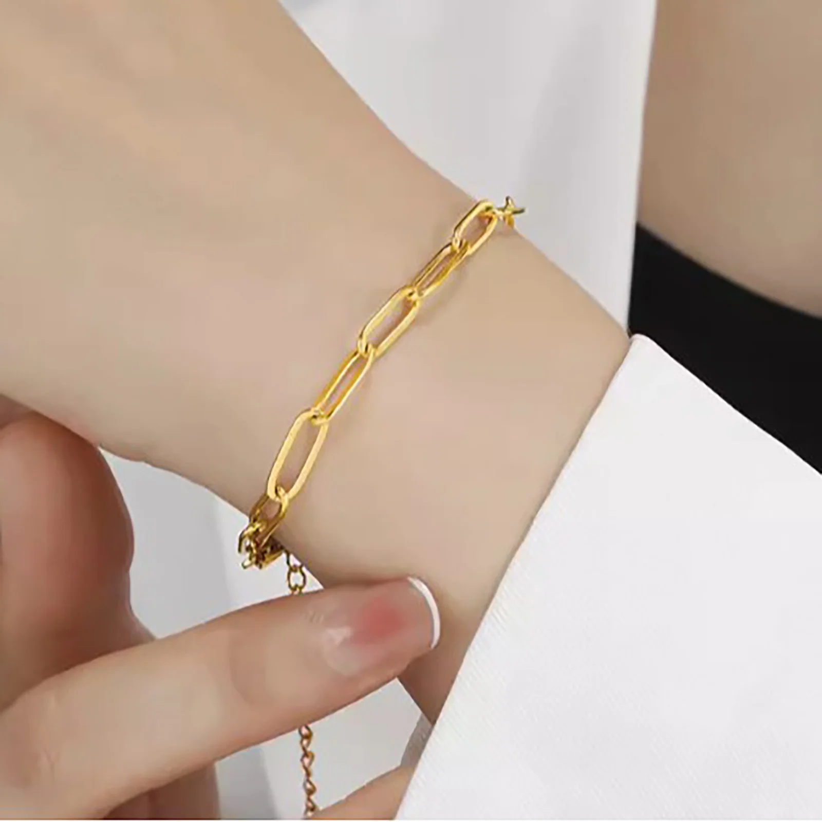 Büroklammer Kettenarmband Damen Herren Geschenke Edelstahl Schmuck Accessoires Großhandel