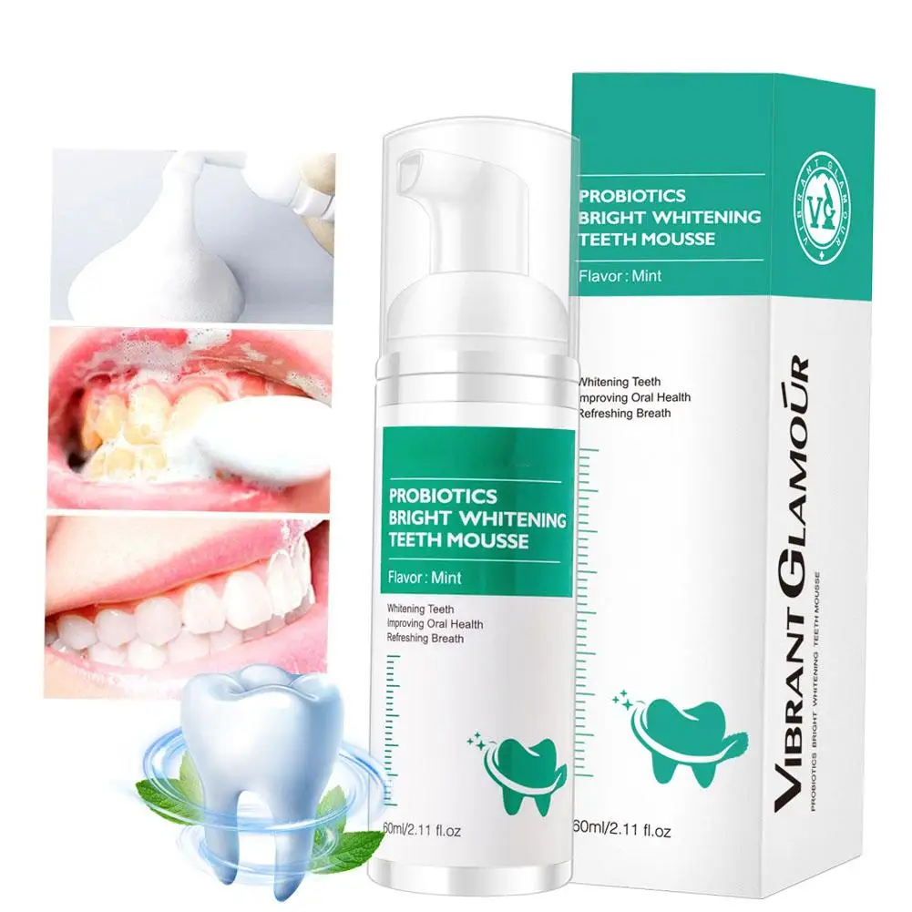 

60ml Mousse Toothpaste Teeth Whitening Removing Yellow Tooth Tooth Stain Care Product Oral Cleaning Teeth R7e3