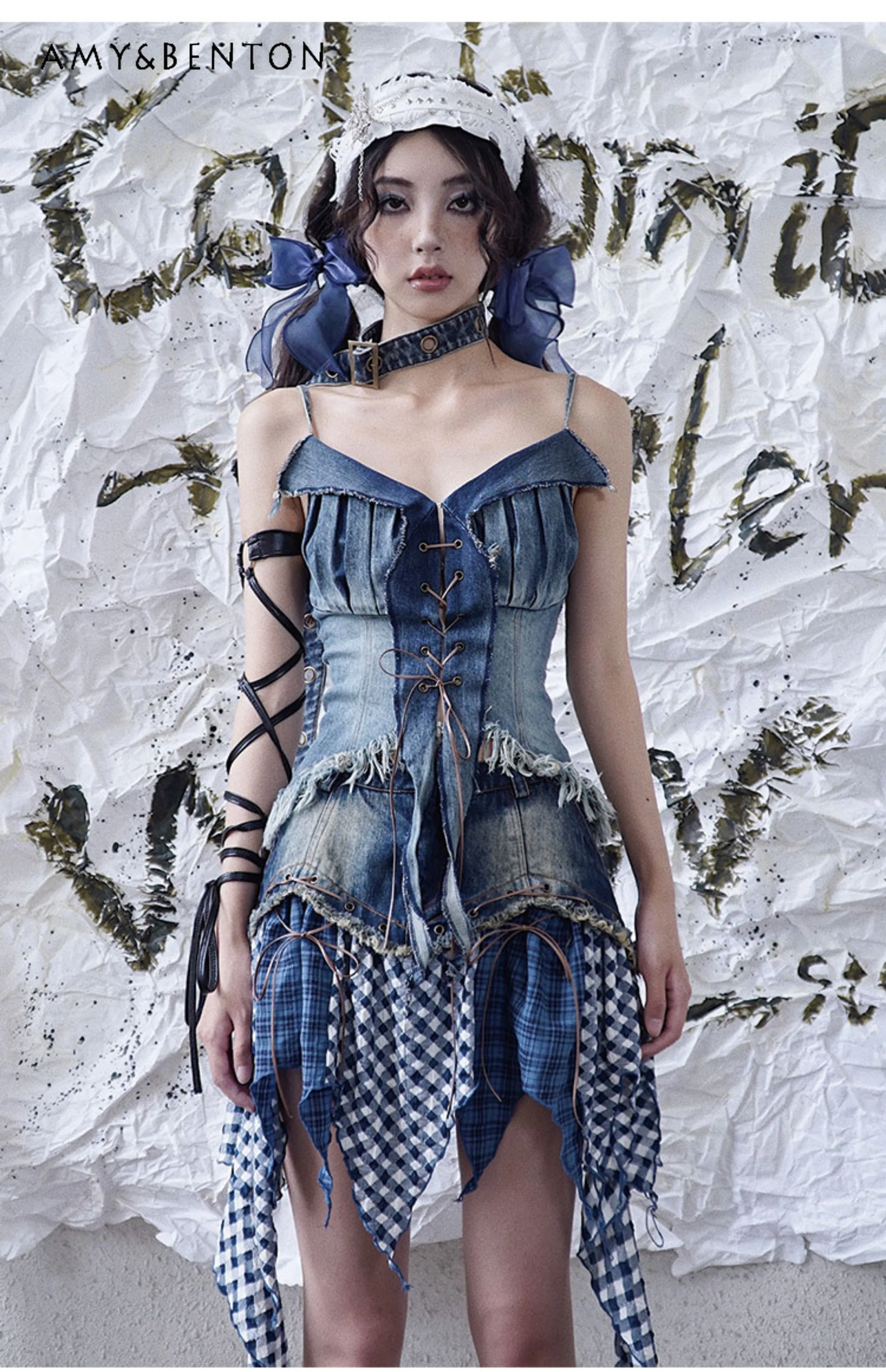 Summer Edgy Outfits Hot Girl Gothic Irregular Denim Skirt Summer New  Harajuku Style