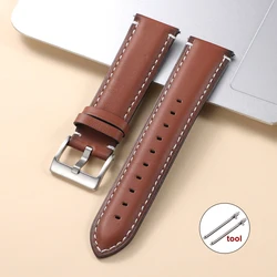 Vintage Brown Oil Wax Leather Watch Strap with Quick Release Pin Buckle - 22mm (Red Brown)
