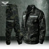 Spring Autumn Thickened Camouflage Suit Men Wear-resistant Dirt-resistant Labor Work Clothes Factory Workshop Tactics Tooling 1