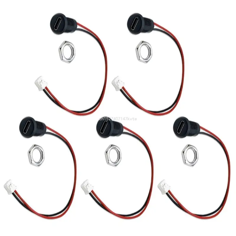 5-Pack Type C Female USB Charging Connectors