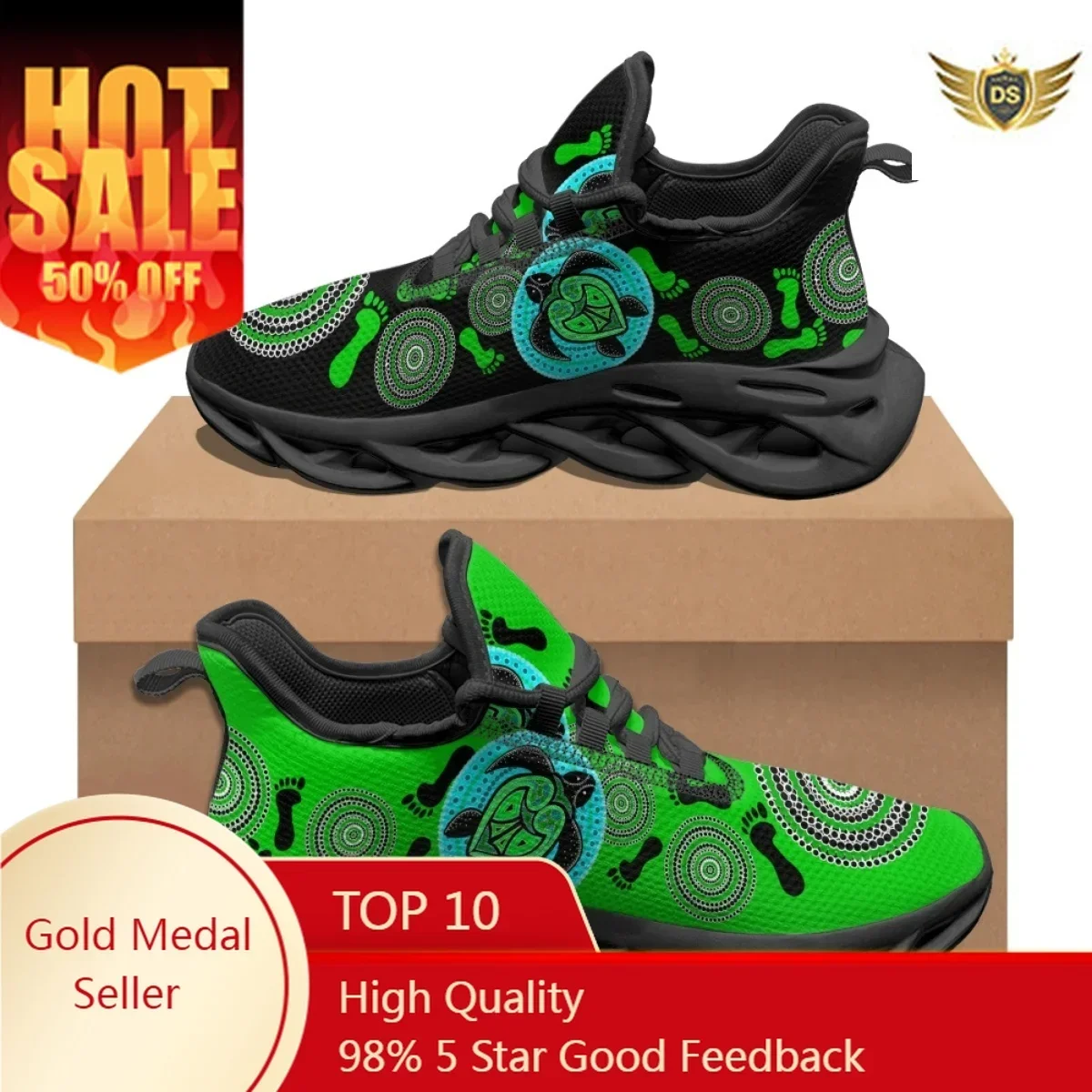 Australia Aboriginal Turtle Designer Casual Flats Shoes Indigenous Art Women's Lace-Up Sneakers Vintage Style Running Shoes Gift