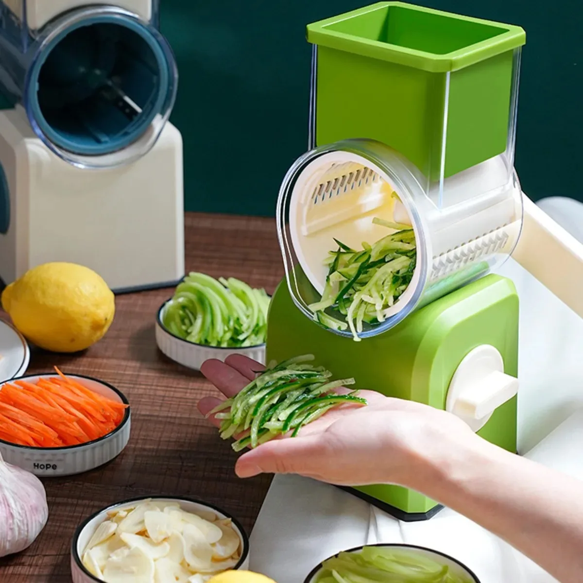 

Multifunctional Vegetable Slicer Cutter Manual Cutter Slicer Rotary Shred Slice Milled Powder Protecting Hand Kitchen Gadgets