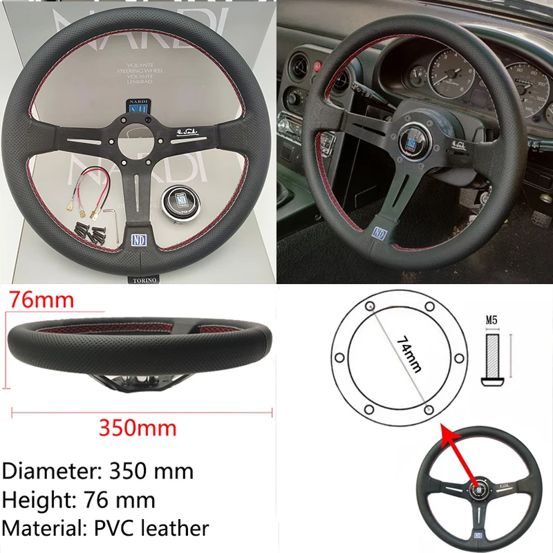 Nardi 見よ ステアリングホイール 3スポーク 黒 330ミリ