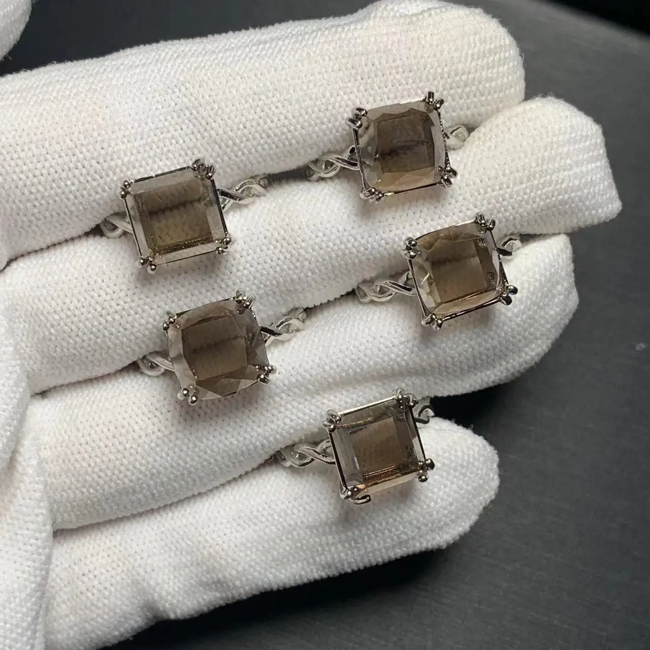 MM Natural Smoky Quartz Ring Adjustable Female Ring Jewelry for Women Gift Wholesale High Quality Vintage Fine