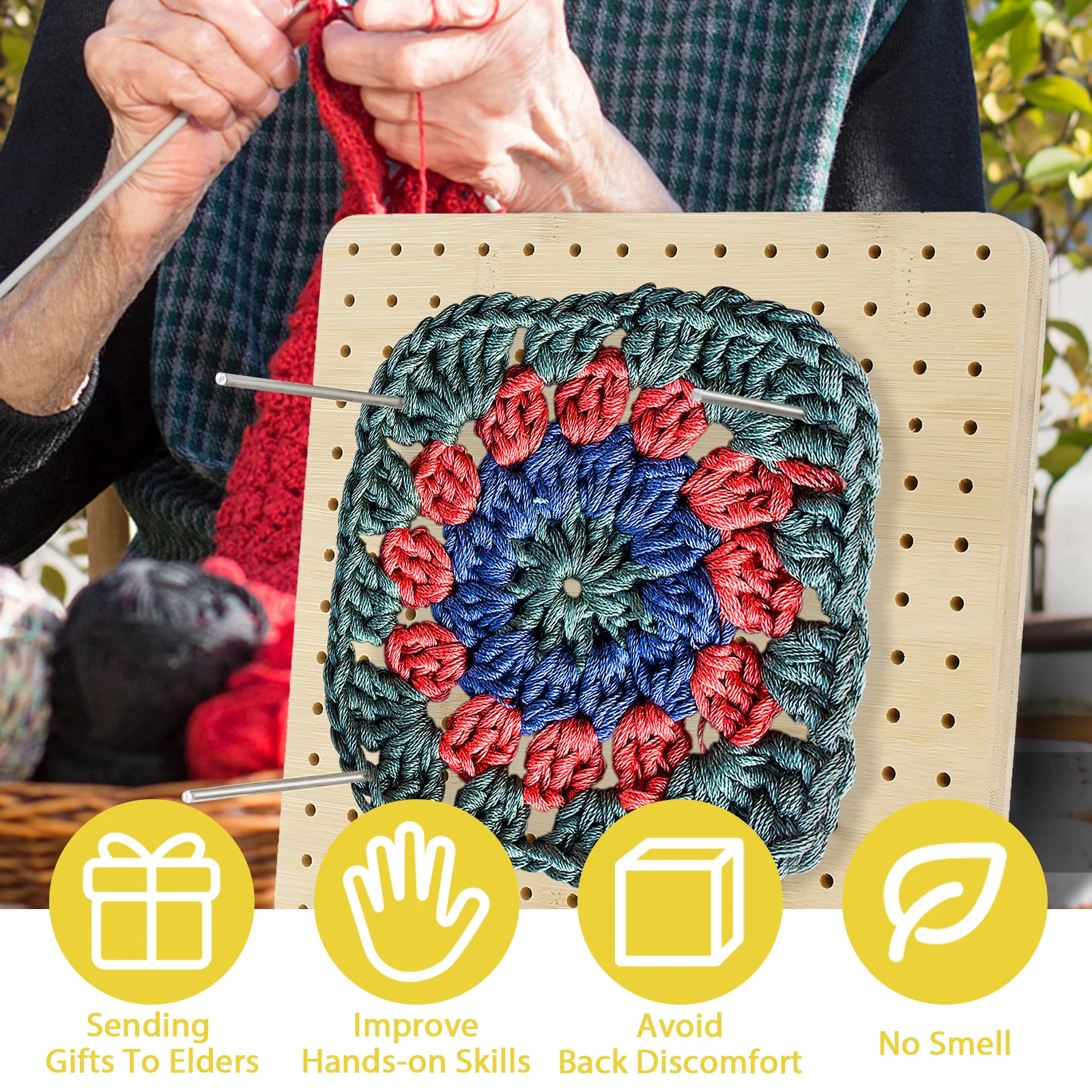 Wood Crochet Blocking Board Kit With Stainless Steel Pins For Knitting  Granny Squares Round Crochet Board Crafting Lovers Gifts - AliExpress