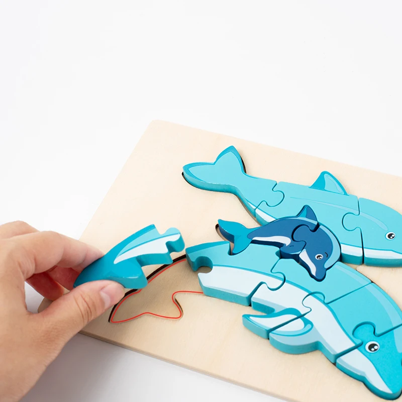 Wooden Educational Animal Jigsaw Puzzle Game Wooden animal parent-child puzzle Educational Animal Puzzle Baby Game 2