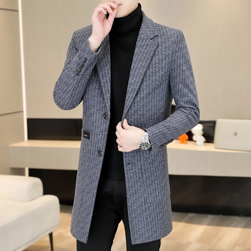 Herren Wollmantel Mittellang - Eleganter Wintermantel Im Casual Style