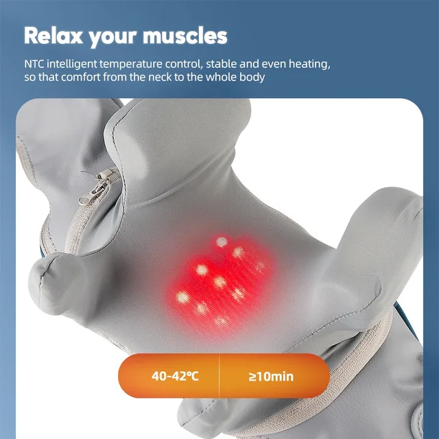 Electric Shoulder Kneading Massage Shawl Automatic Neck Back Massager Wireless Back Muscle Trapezius Relaxing Massage Pillow 2