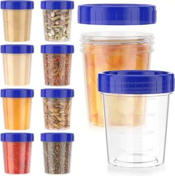 10 confezioni di contenitori per condimenti per insalata da 4 once con coperchi Contenitori per salsa in plastica riutilizzabili impilabili a vite a tenuta stagna 1