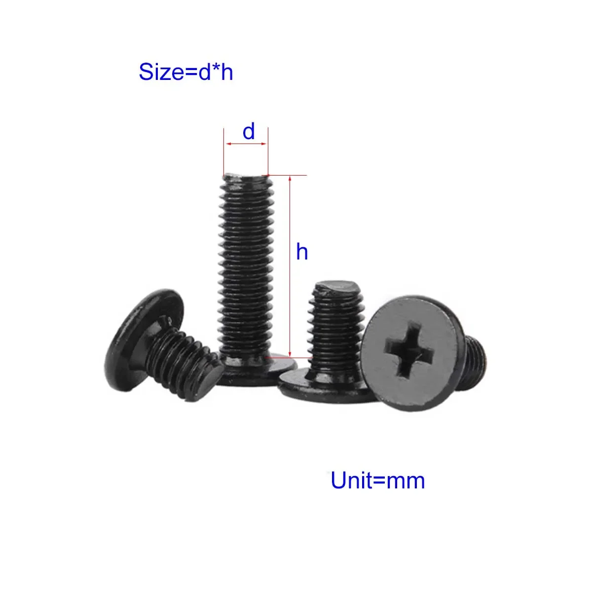 Black 304 Stainless Steel Thin Head Large Flat Head Screw M2M3M4M5M6