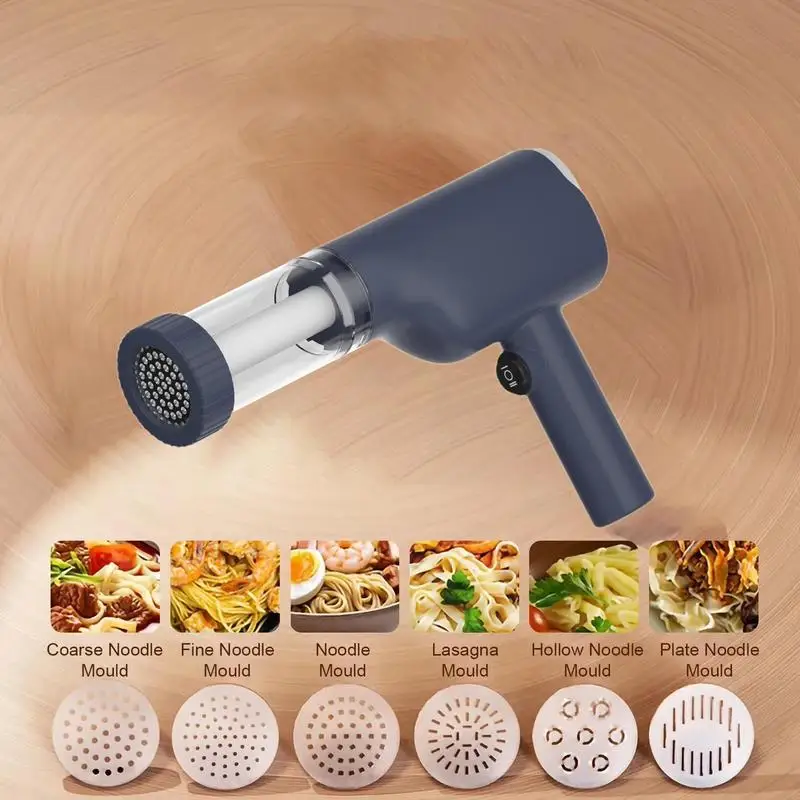 Automatic Electric Charging Wireless Hand Operated Pasta Maker Cutter Manual Spaghetti Noodles Dough Pressing Machine 6 Molds