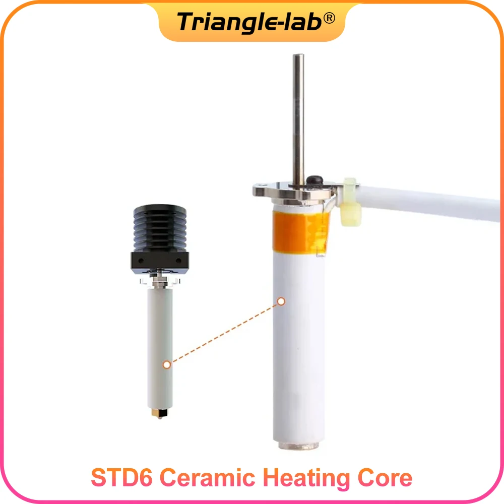 C Trianglelab HEATSINK kit & STD6 Ceramic Heating Core 144W Maximum Continuous Flow up to 95mm³/s for STD6 Extruder direct drive blv® tchc td6s hotend ceramic heating core tun nozzle for chc td6 v6 hotend ddb dde direct drive extruder or bowden for voron