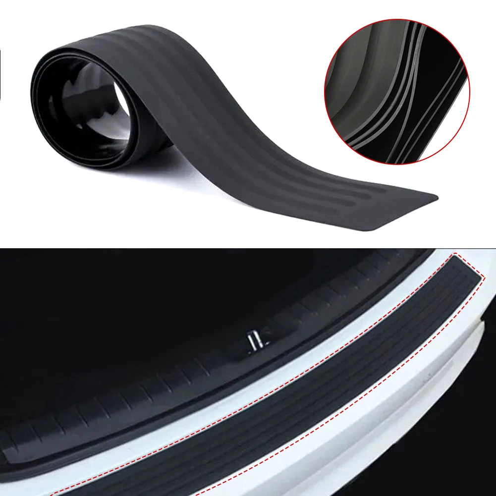 Black Universal Car Rear Bumper Protector Plate Rubber Cover Guard Trim Pad