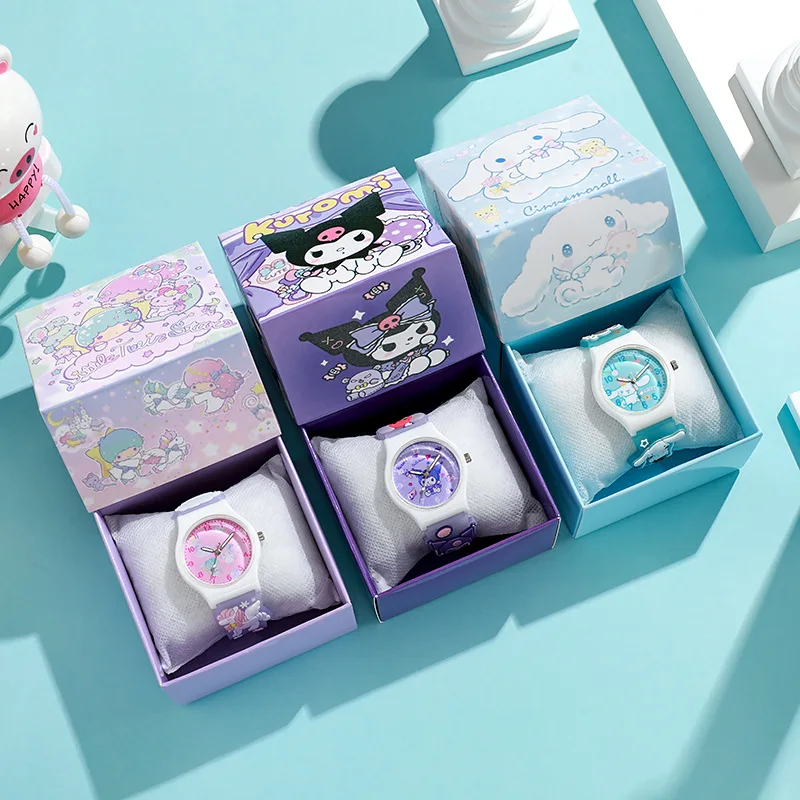 Детские часы для девочек с 3d-рисунком аниме Sanrio kulomi big-eared dog Melody детские часы подарок с подарочной коробкой кварцевые часы