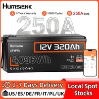 Batteries au lithium LiFePO4 Humsienk 12V 314Ah avec Bluetooth, BMS 200A, rechargeables pour camping-car, voiturette de golf, camping, bateaux de pêche 1