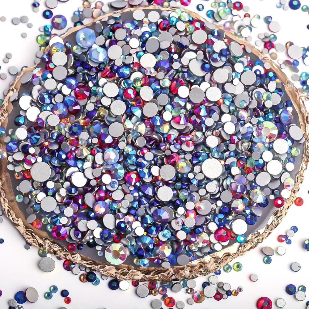 VC Farbe AB Kristall AB Steine Strass Flatback Glas Diamant Design Glitzer Strasssteine für Maniküre Nail Art Dekoration – Detail 11