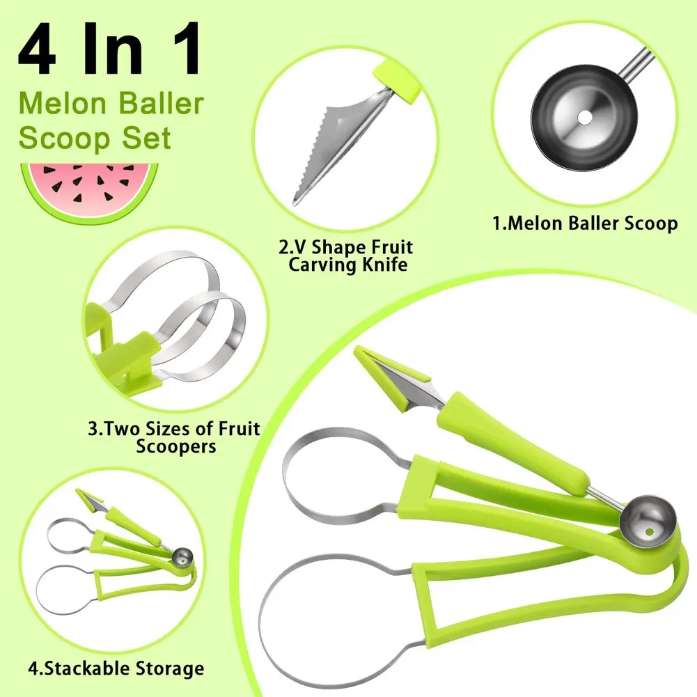 1pc 4 in 1 Fruit Cutter Scoop Carving Knife Fruit Dig Pulp Separator Platter Kitchen Gadgets Acces fruit vegetable corer melon scoop melon baller