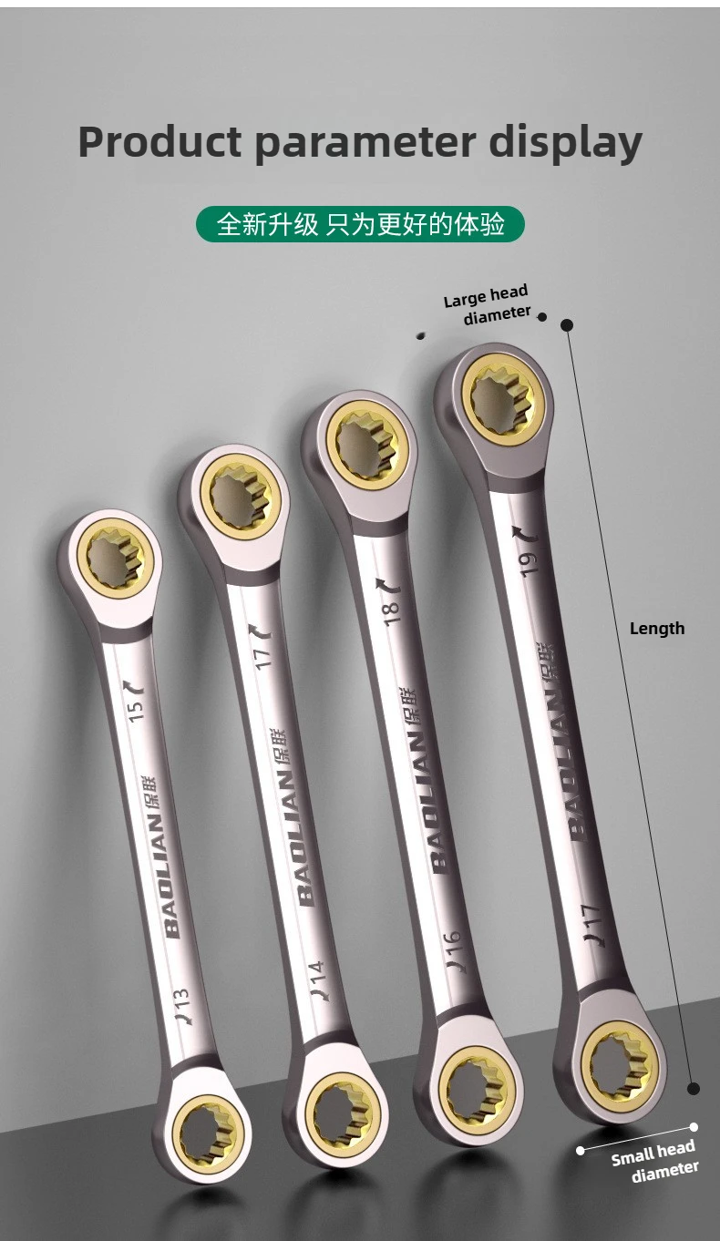 BAOLIAO Doppelkopf SCHWARZER NICKEL Plum Blossom Ratschenschlüssel, Ratschenschlüssel-Set aus Chrom-Vanadium-Stahl, Autoreparaturwerkzeuge – Detail 19