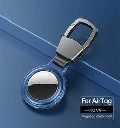 Enhanced Aluminum Magnetic Protective Sleeve for Airtag Keyring and Pet Tracker (Blue)