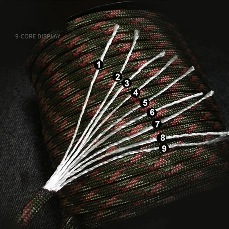 100M 550 Military Standard 9-Core Paracord Rope 4mm Outdoor Parachute Cord Survival Umbrella Tent Lanyard Strap Clothesline paracord rope