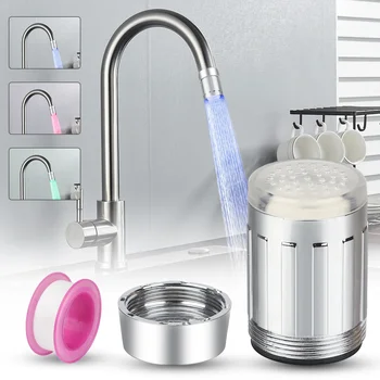 LED Temperature Sensitive 3-Color Light-up Faucet Kitchen Bathroom Light Colorful Changing Glow Shower Head Kitchen Tap Nozzle 1
